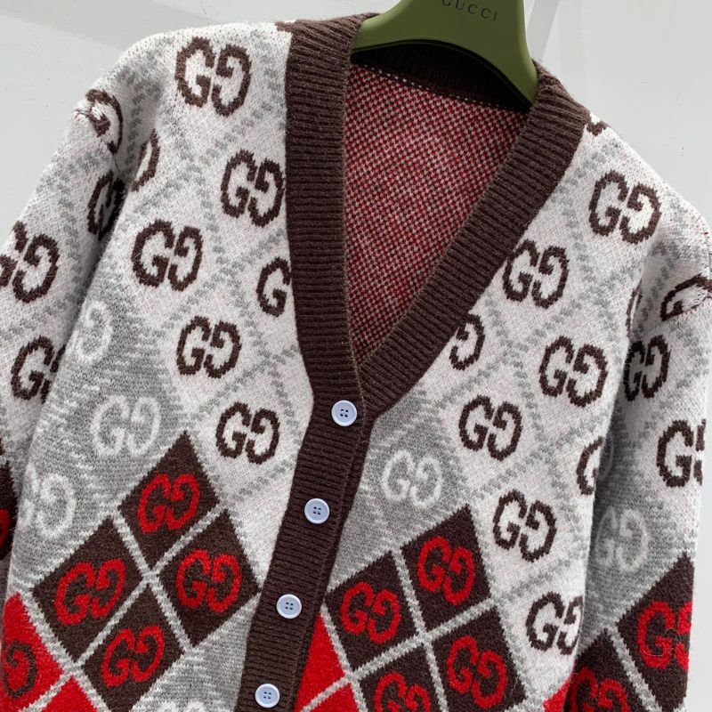 Gucci Double G Letter Logo Knitted V-Neck Cardigan