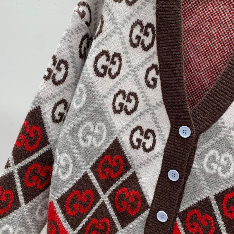 Gucci Double G Letter Logo Knitted V-Neck Cardigan