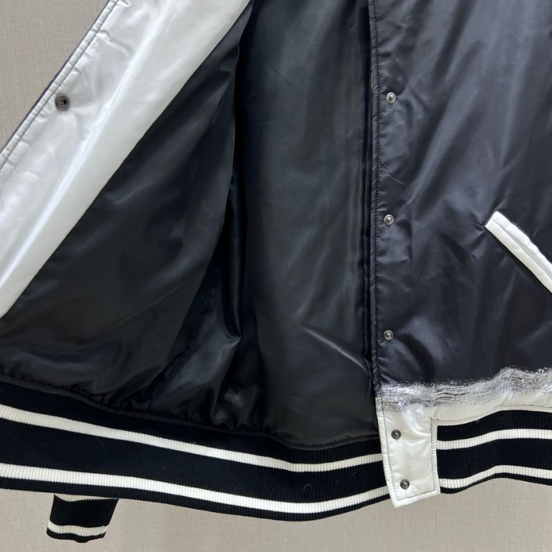 Dior Back Printed Baseball Splicing Stripes Cotton Jacket