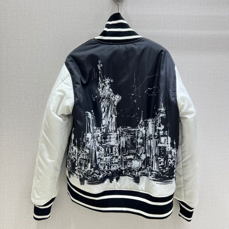 Dior Back Printed Baseball Splicing Stripes Cotton Jacket