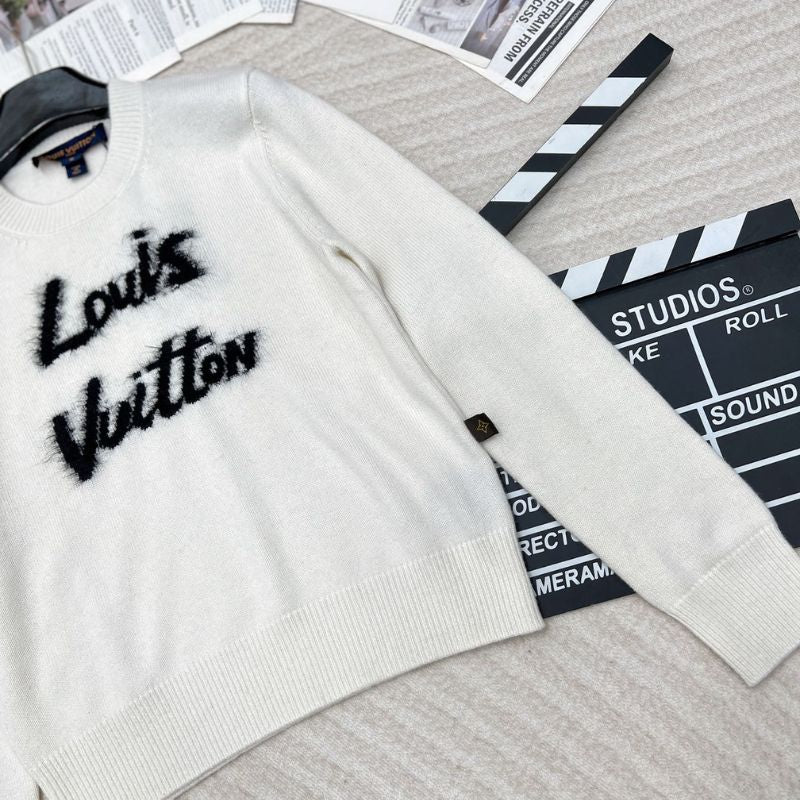 Louis Vuitton Letter Jacquard Knitted Round-Neck Sweater