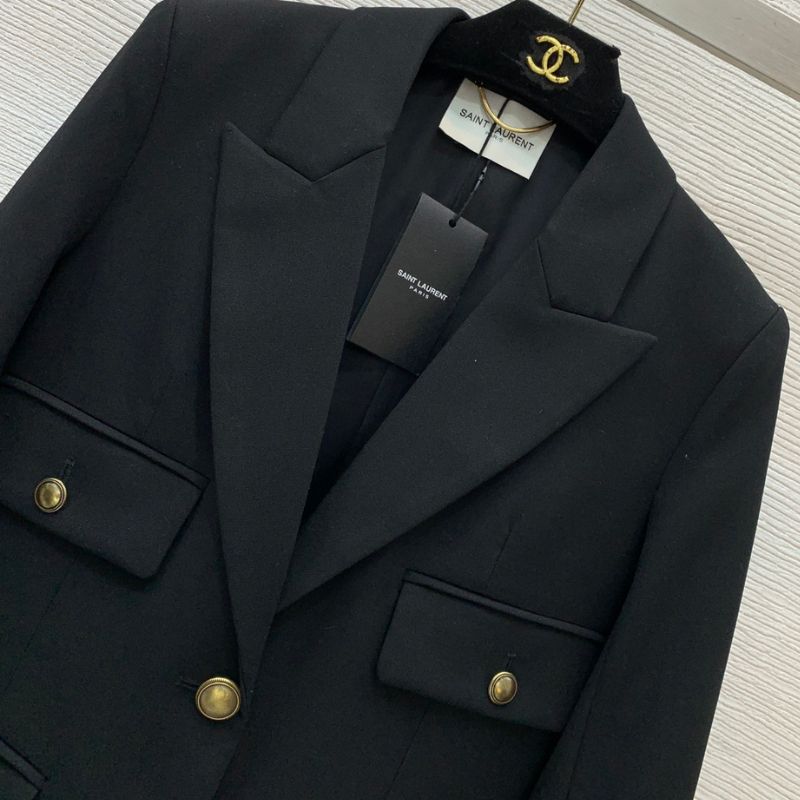 YSL Snake Chain Double-Breasted Wool Suit Jacket