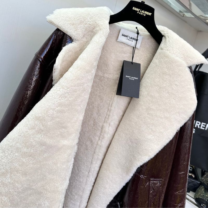 YSL Winter Merino Leather Fur Coat