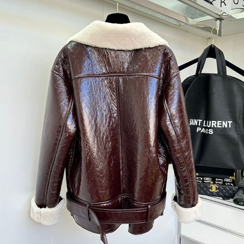 YSL Winter Merino Leather Fur Coat