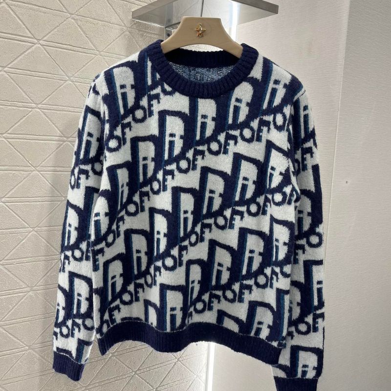 Dior Jacquard Mohair Knit Pullover Sweater
