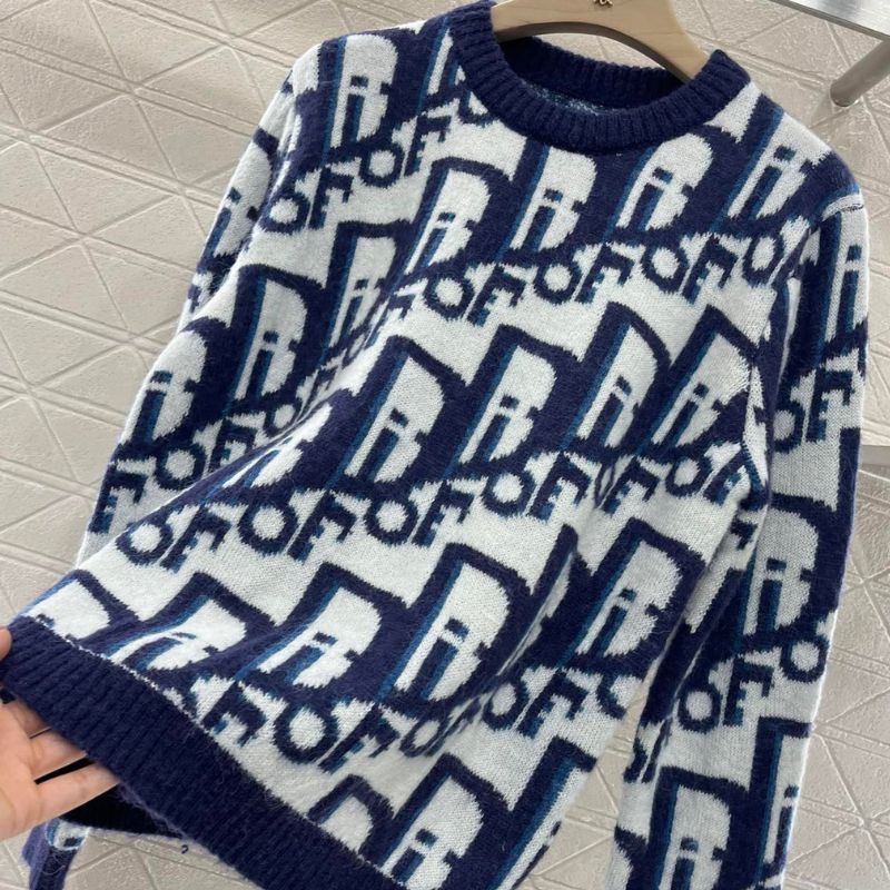 Dior Jacquard Mohair Knit Pullover Sweater