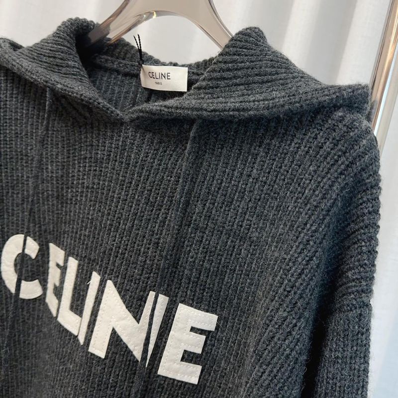 Celine Wide-Logo Wool Sweatshirt