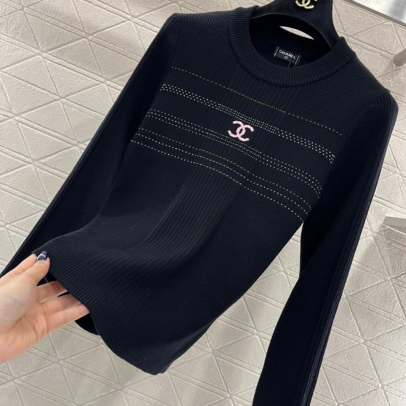 Chanel Round-Neck Embroidered Knitted Sweater