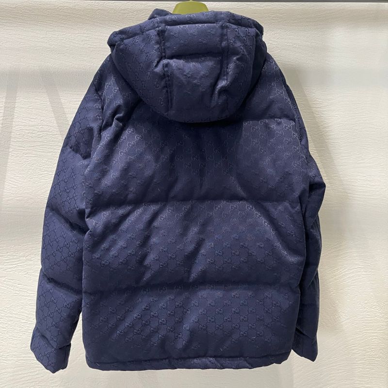 Gucci GG Dark Pattern Jacquard Hooded Down Jacket