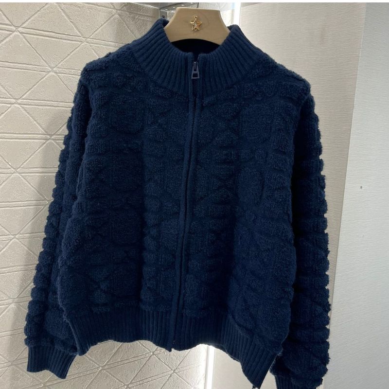 Dior Plush Texture Embroidered Cardigan