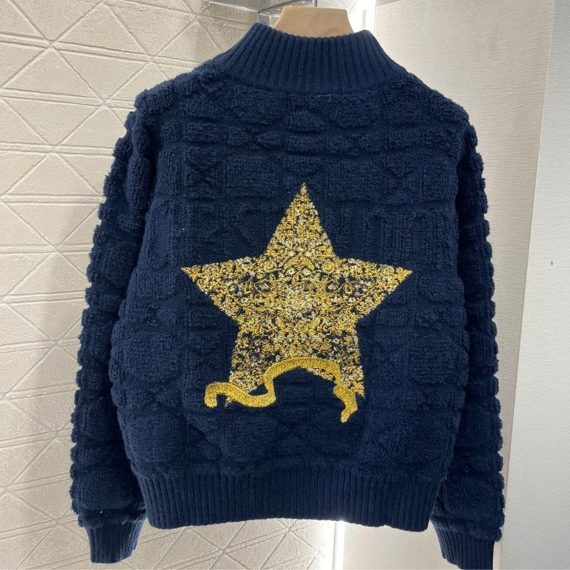 Dior Plush Texture Embroidered Cardigan