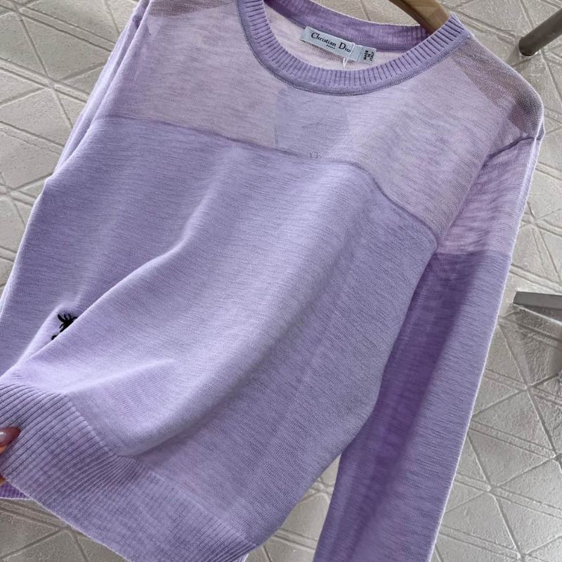 Dior Round Neck Sheer Pullover Sweater