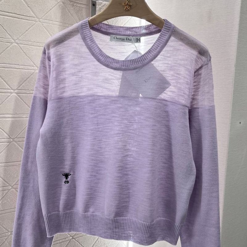 Dior Round Neck Sheer Pullover Sweater