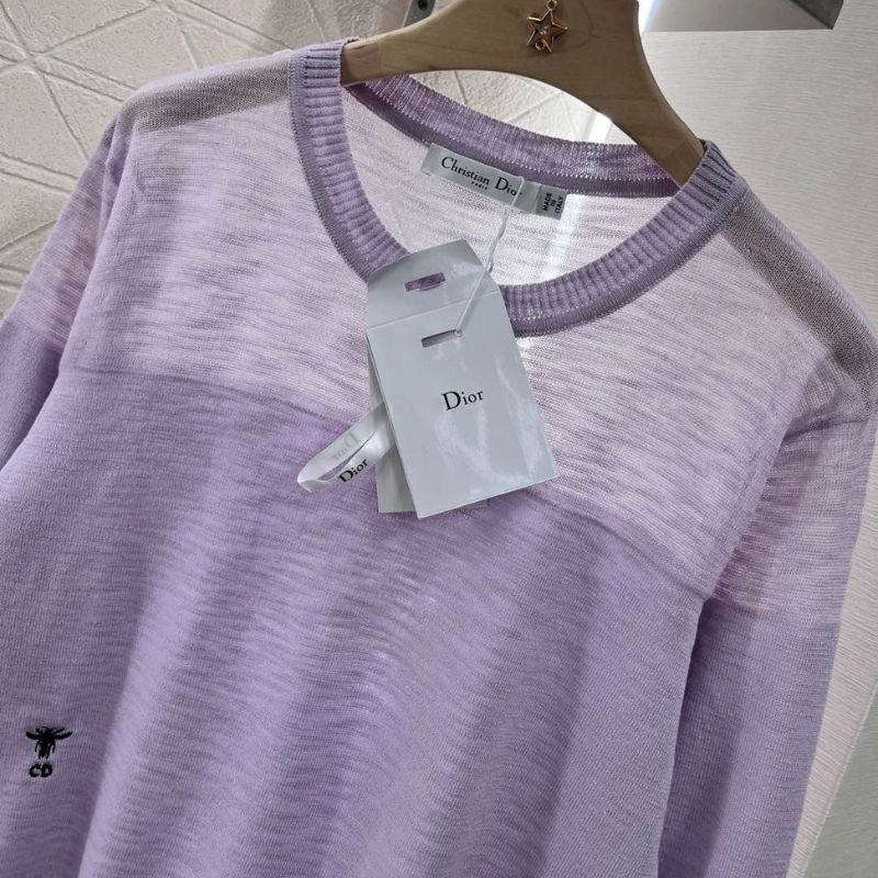 Dior Round Neck Sheer Pullover Sweater