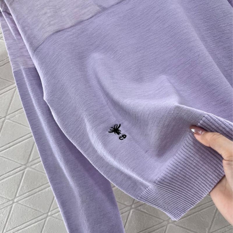 Dior Round Neck Sheer Pullover Sweater