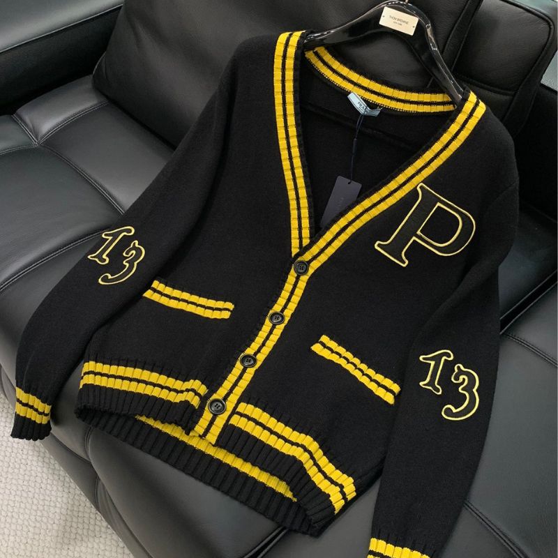 Prada Luxe Letter Logo Cardigan Sweater