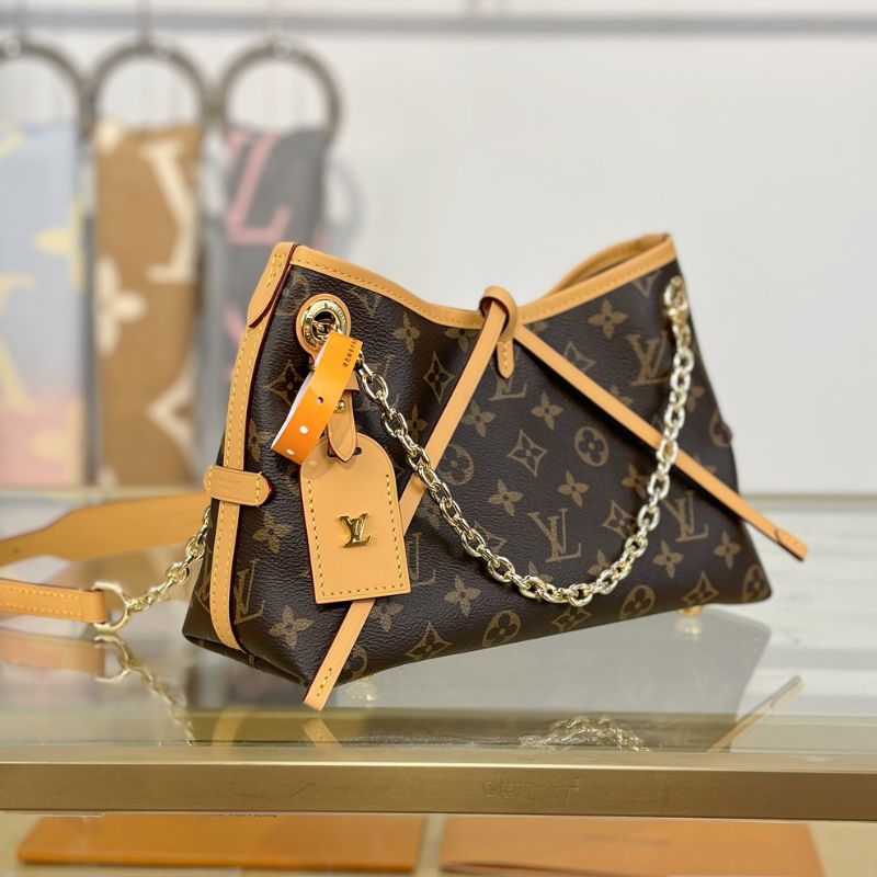 LV Carryall PM 29 Brown Beige Monogram Canvas Bag