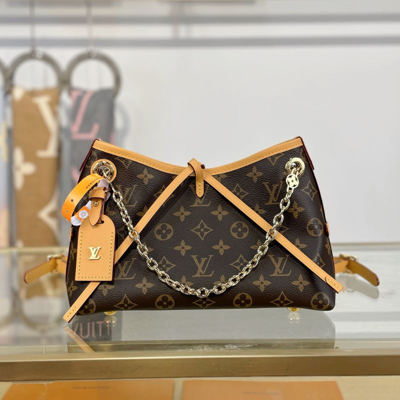 LV Carryall PM 29 Brown Beige Monogram Canvas Bag