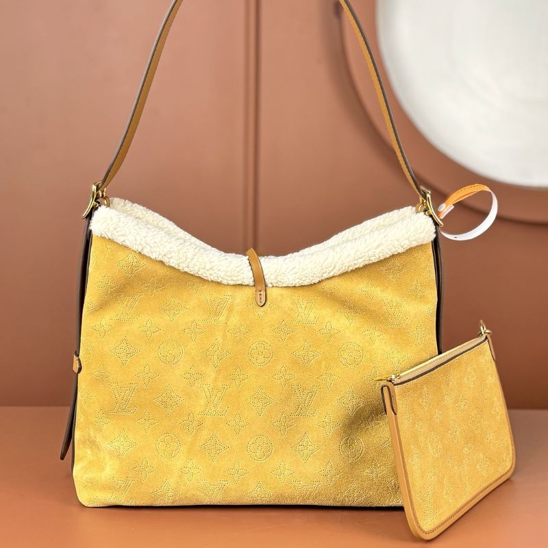 Louis Vuitton Suede-Shearling Carryall PM Shoulder Bag