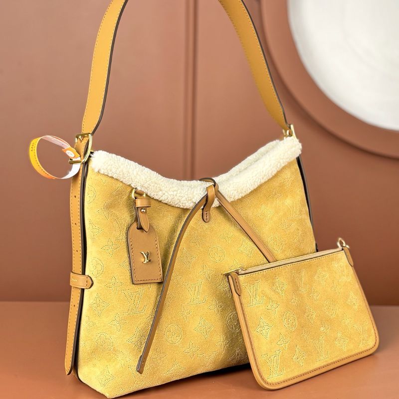 Louis Vuitton Suede-Shearling Carryall PM Shoulder Bag