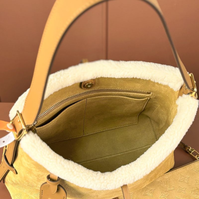Louis Vuitton Suede-Shearling Carryall PM Shoulder Bag
