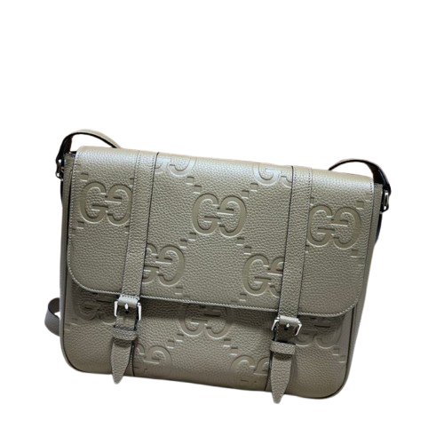 Gucci Brown Jumbo GG Embossed Leather Flap Messenger Bag