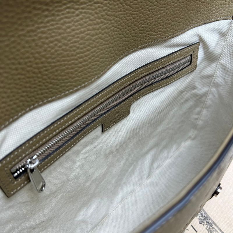 Gucci Brown Jumbo GG Embossed Leather Flap Messenger Bag