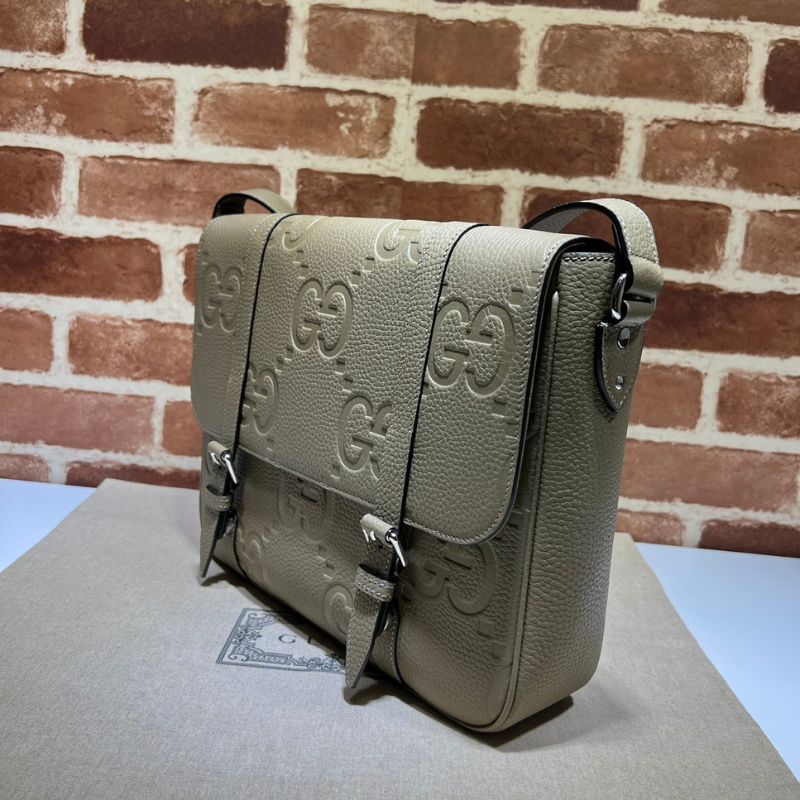 Gucci Brown Jumbo GG Embossed Leather Flap Messenger Bag