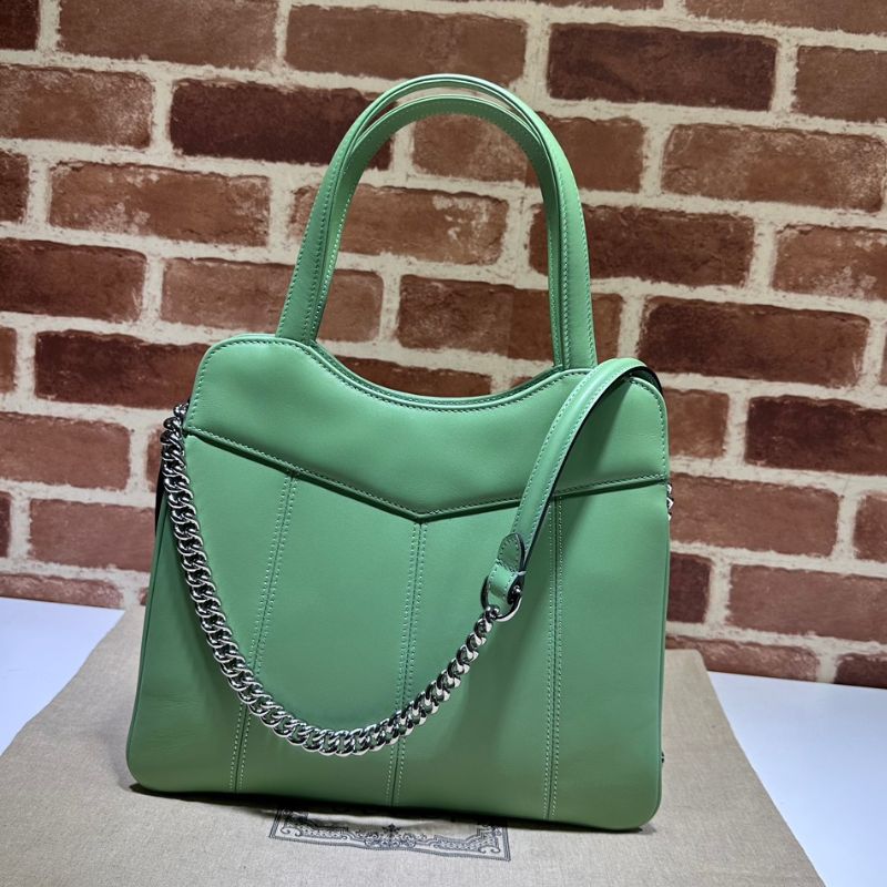 Gucci Light Green Quilted Leather Petite GG Small Tote Bag
