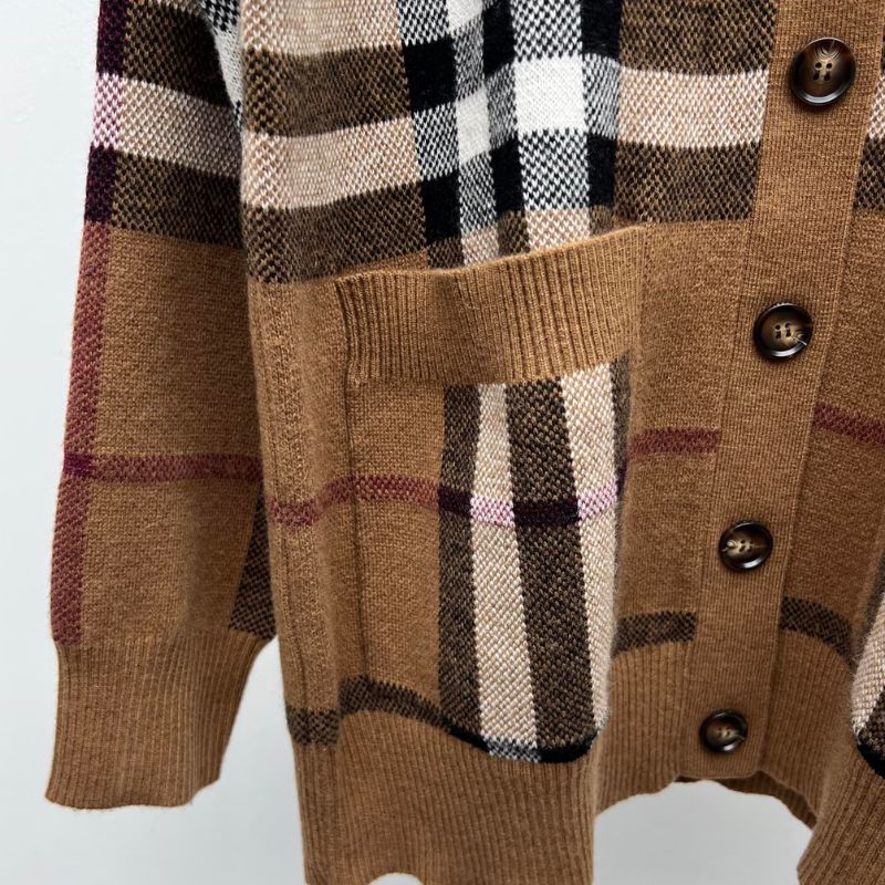 Burberry Plaid Wool-Blend Cardigan