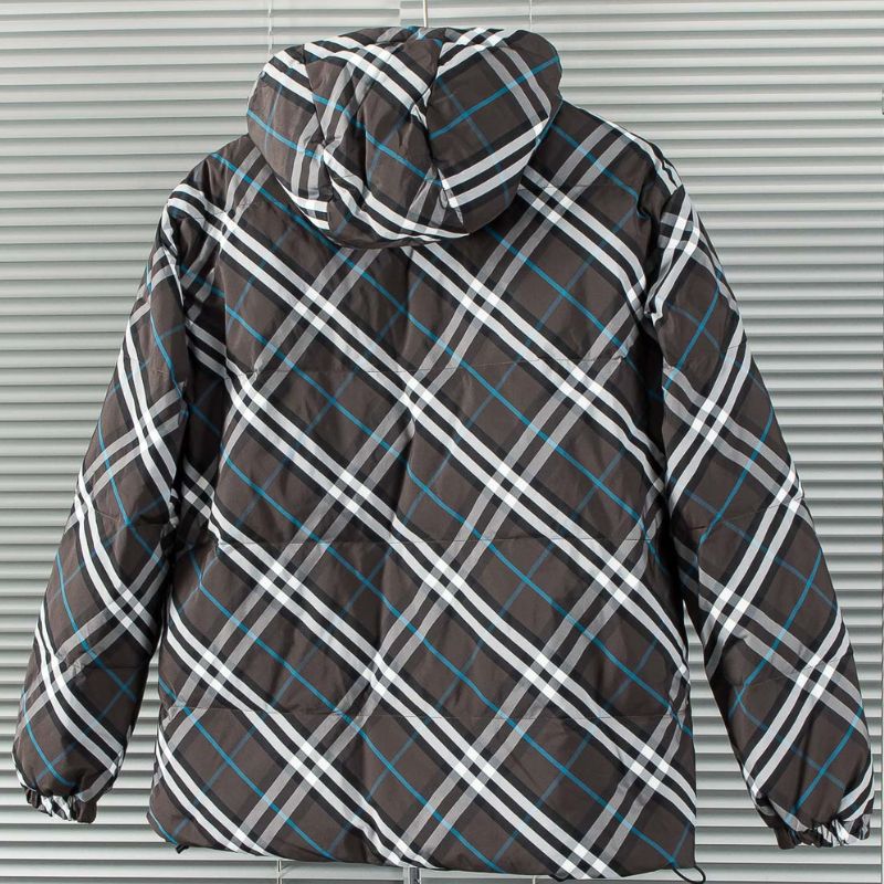 Burberry Classic Plaid & EKD Logo Reversible Down Jacket