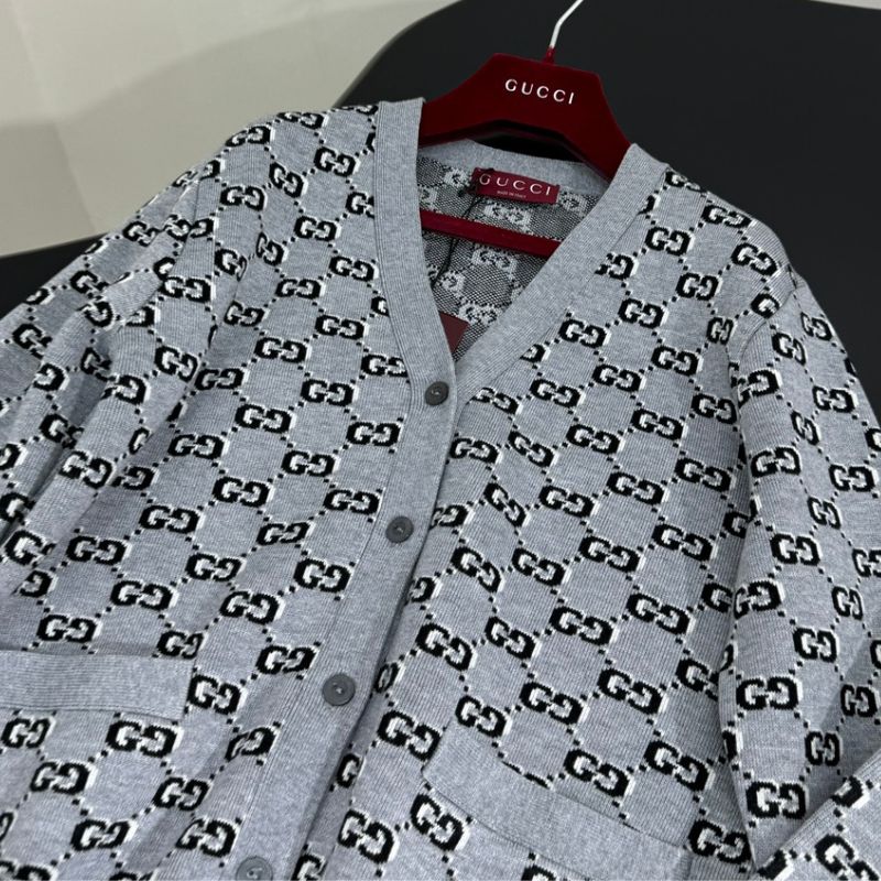 Gucci GG Wool Jacquard Knitted Cardigan