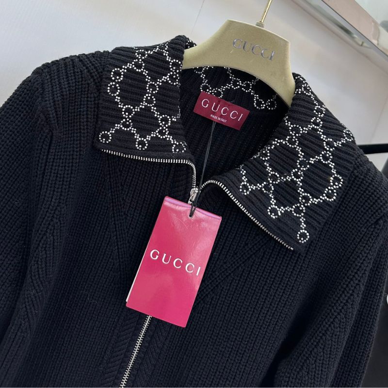 Gucci Rhinestone Lapel Wool Jacket