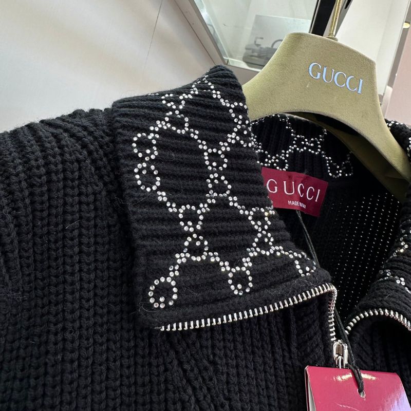 Gucci Rhinestone Lapel Wool Jacket