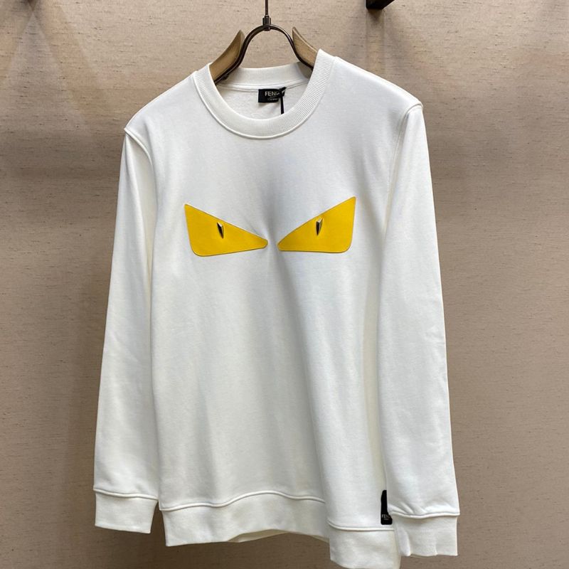 Fendi Men's Yellow Leather Metal Studs Bag Bugs Sweatshirt