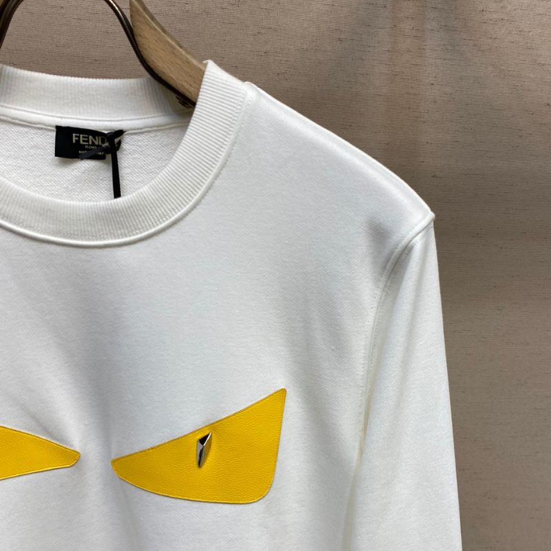 Fendi Men's Yellow Leather Metal Studs Bag Bugs Sweatshirt
