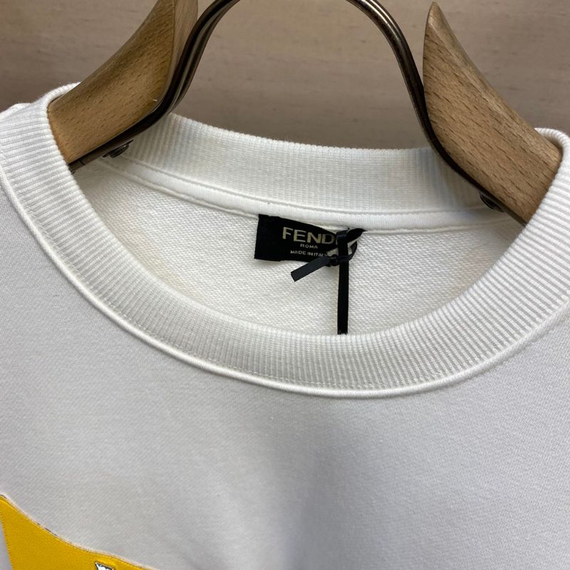 Fendi Men's Yellow Leather Metal Studs Bag Bugs Sweatshirt