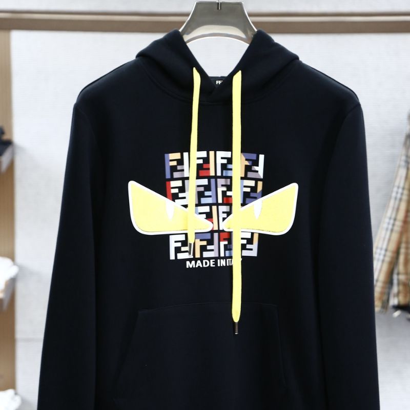 Fendi-Inspired Round Neck Hooded Sweatshirt