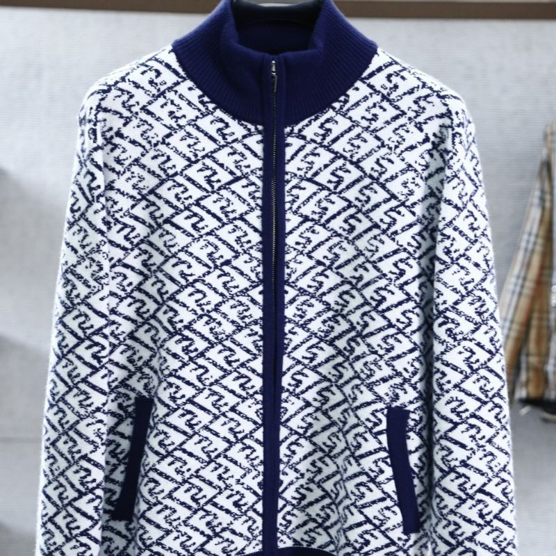 Fendi-Inspired Plaid Jacquard Cashmere Sweater
