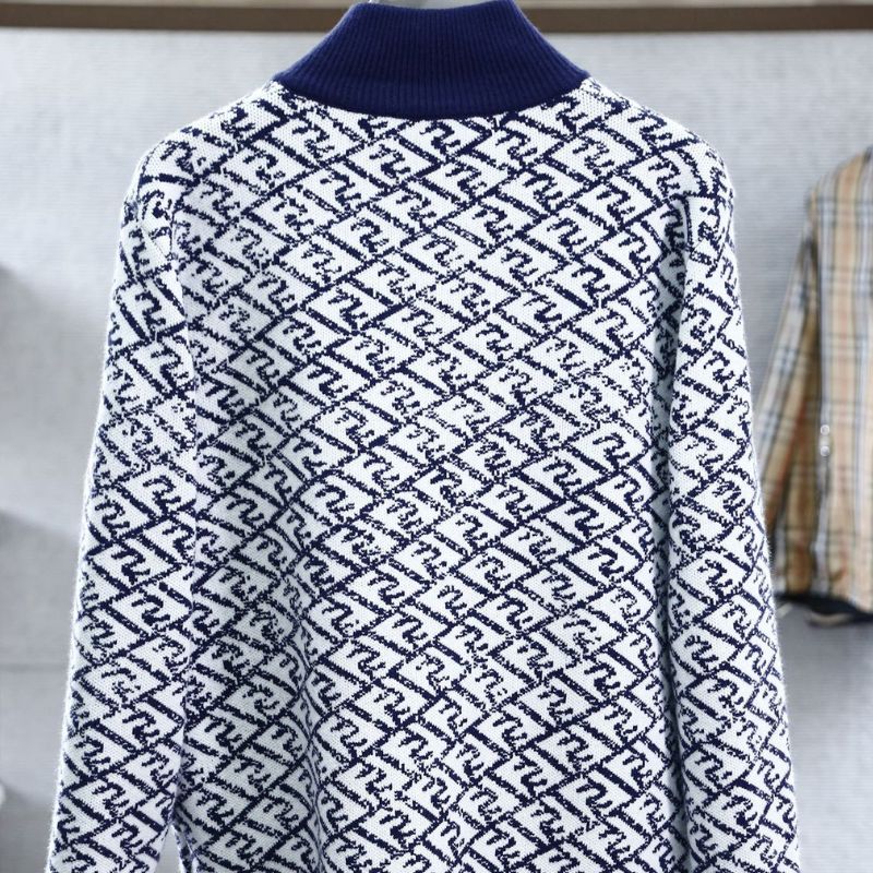 Fendi-Inspired Plaid Jacquard Cashmere Sweater