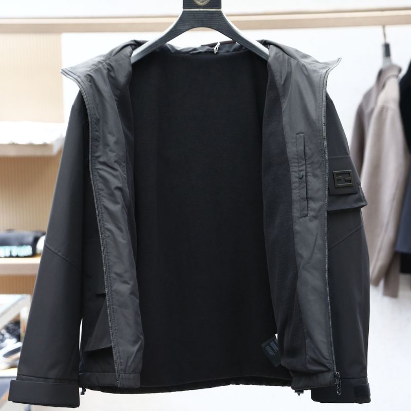 Fendi-Inspired Hooded Velvet-Lined Jacket