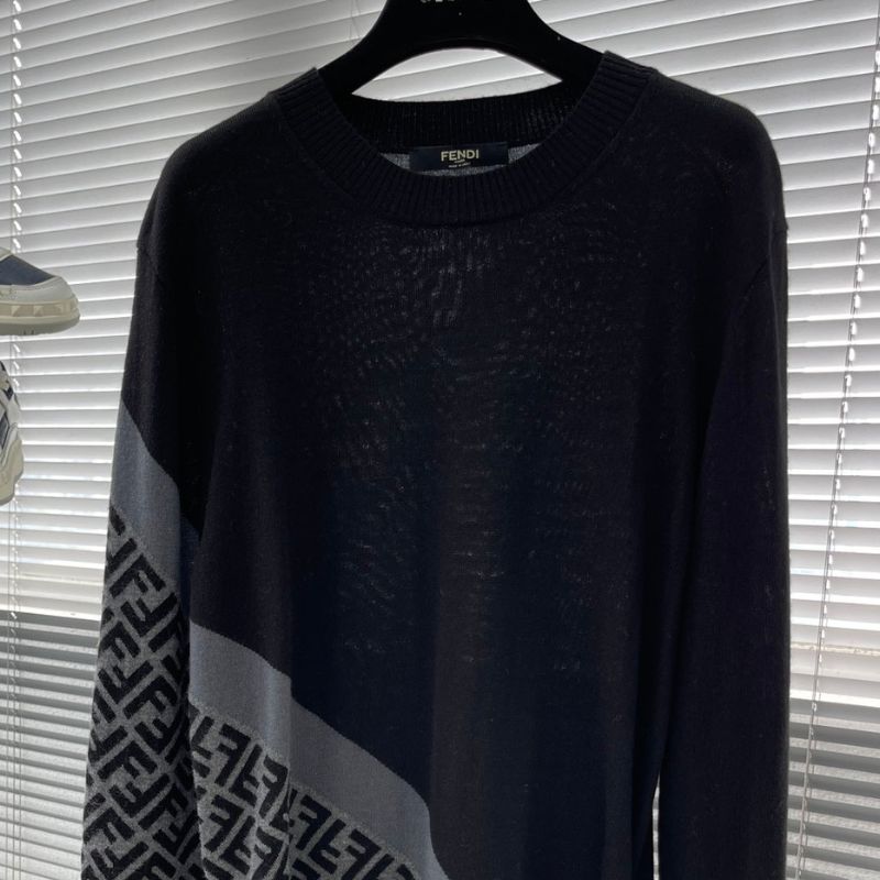 Fendi Inspired Wool-Cashmere Crew Neck Sweater