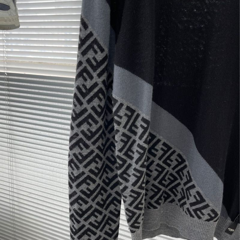 Fendi Inspired Wool-Cashmere Crew Neck Sweater