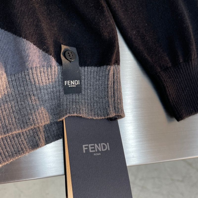 Fendi Inspired Wool-Cashmere Crew Neck Sweater