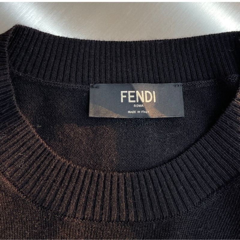 Fendi Inspired Wool-Cashmere Crew Neck Sweater