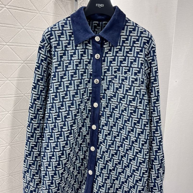 Fendi Jacquard Corduroy Collar Shirt Jacket