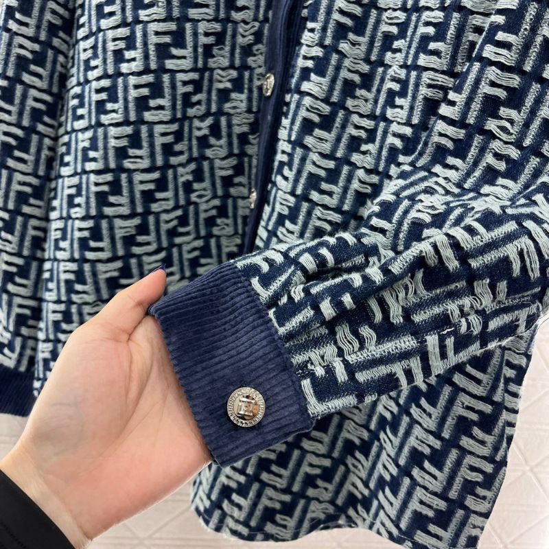 Fendi Jacquard Corduroy Collar Shirt Jacket