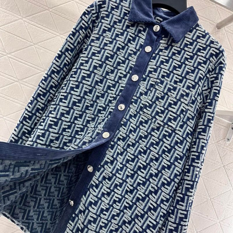 Fendi Jacquard Corduroy Collar Shirt Jacket