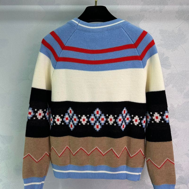 Fendi Retro V-Neck Letter Jacquard Cardigan