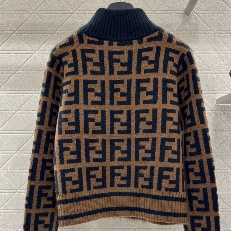 Fendi Jacquard Splicing Knitted Cardigan